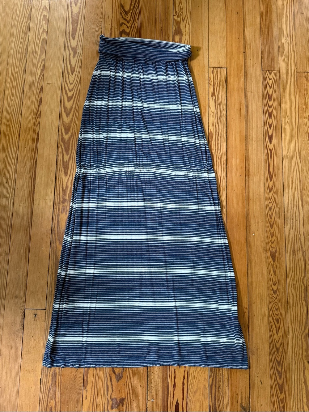 MAX STUDIO Blue & White Striped Maxi Skirt XS Stretch Waist Casual